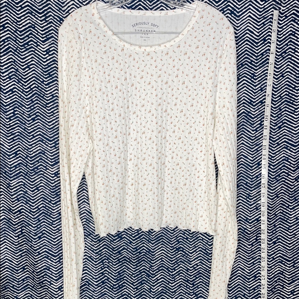 Aeropostale Cream Floral Long Sleeve Tee Seriously Soft